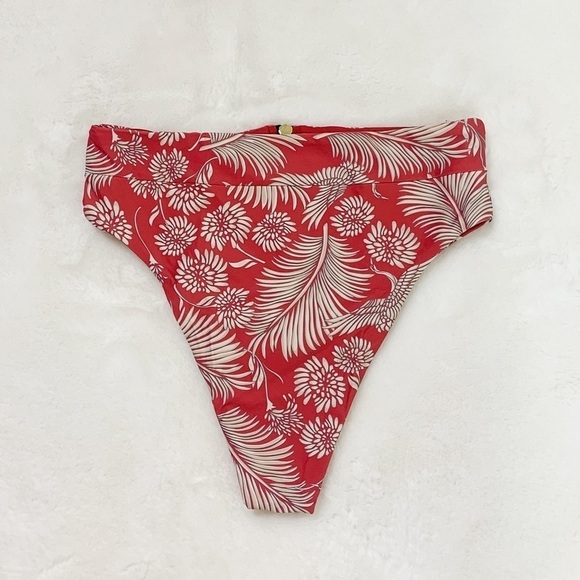 NWT Amuse Society Chicas High Waisted Floral Zip Front Cheeky Bikini Bottoms - Picture 6 of 7